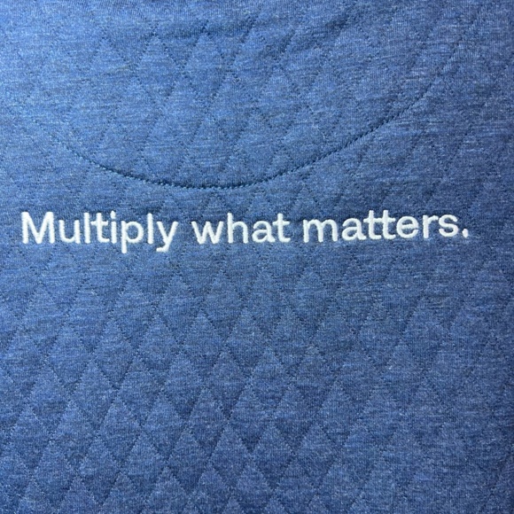 Marine Layer Womens Corbet Puff Sleeve Sweatshirt Blue Quilted Embroidery Medium - Picture 14 of 16